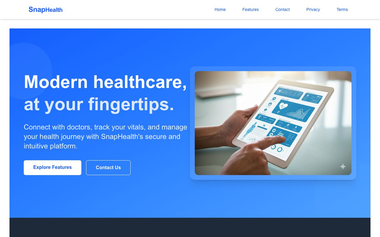 SNAP Health Center — zrzut ekranu interfejsu