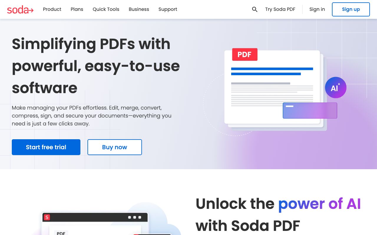Soda PDF — zrzut ekranu interfejsu