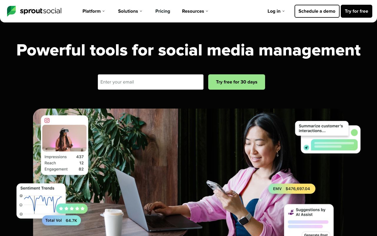Sprout Social — zrzut ekranu interfejsu