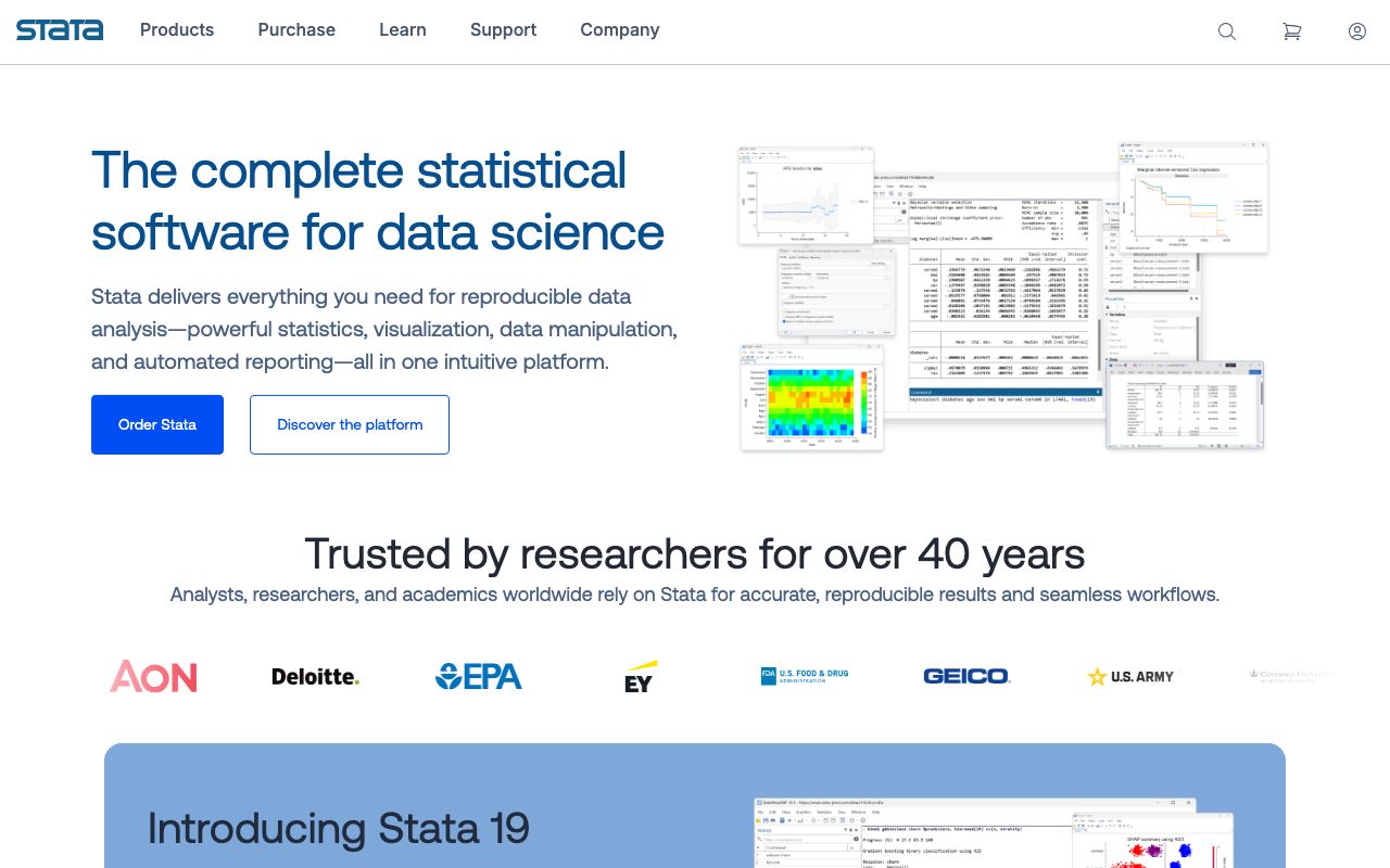 Stata — zrzut ekranu interfejsu