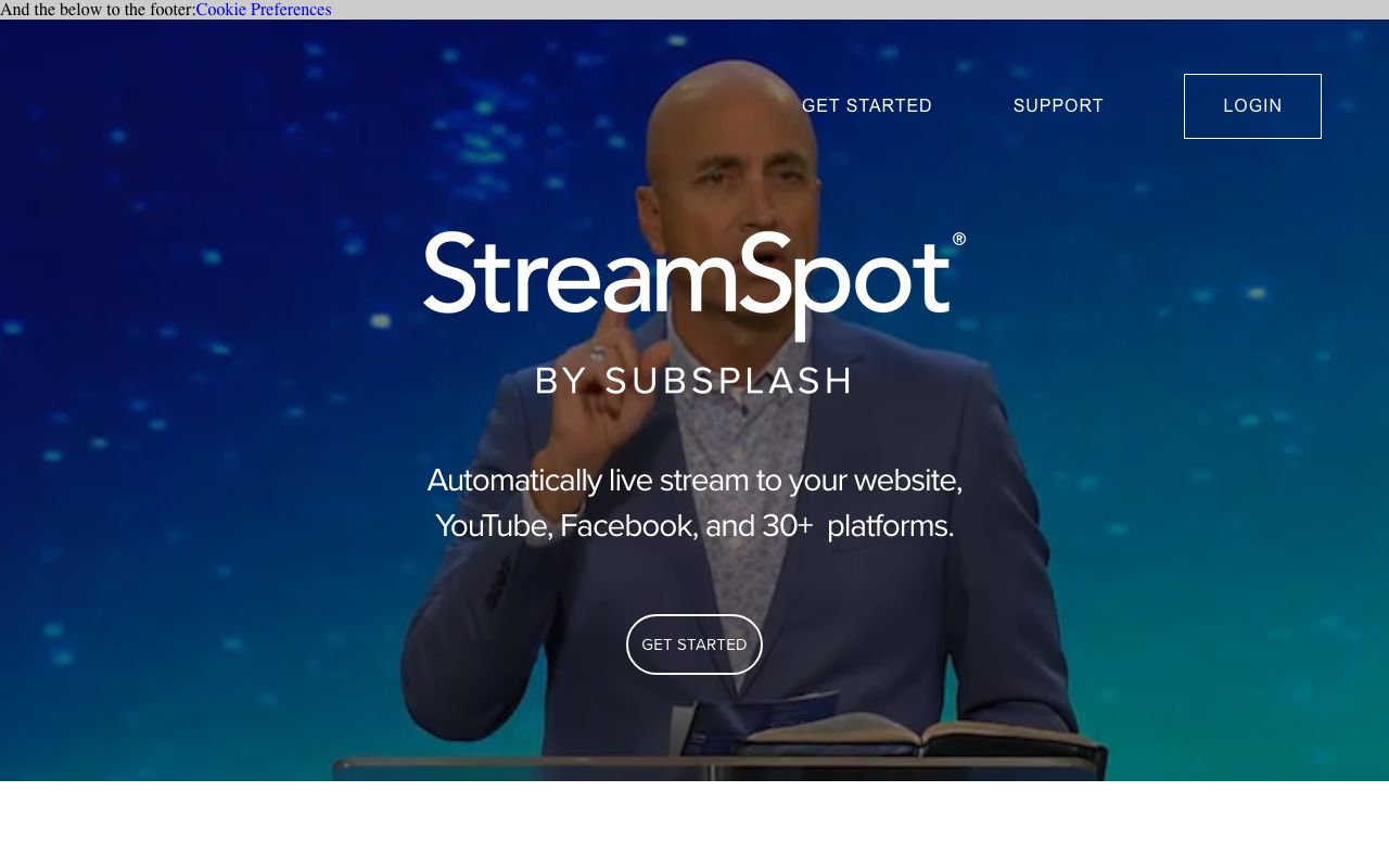 StreamSpot — zrzut ekranu interfejsu