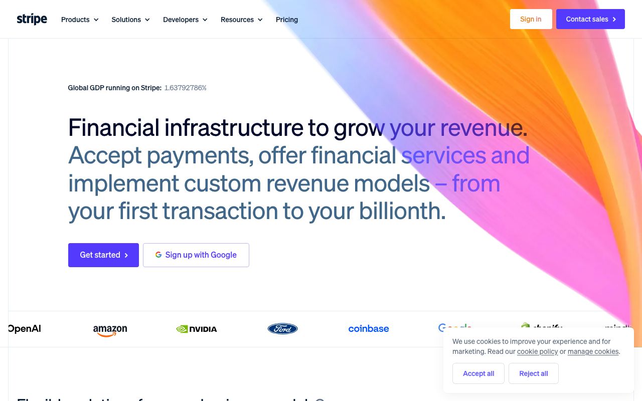 Stripe — zrzut ekranu interfejsu