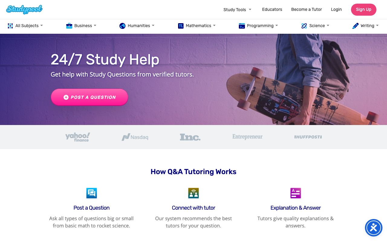 Studypool — zrzut ekranu interfejsu