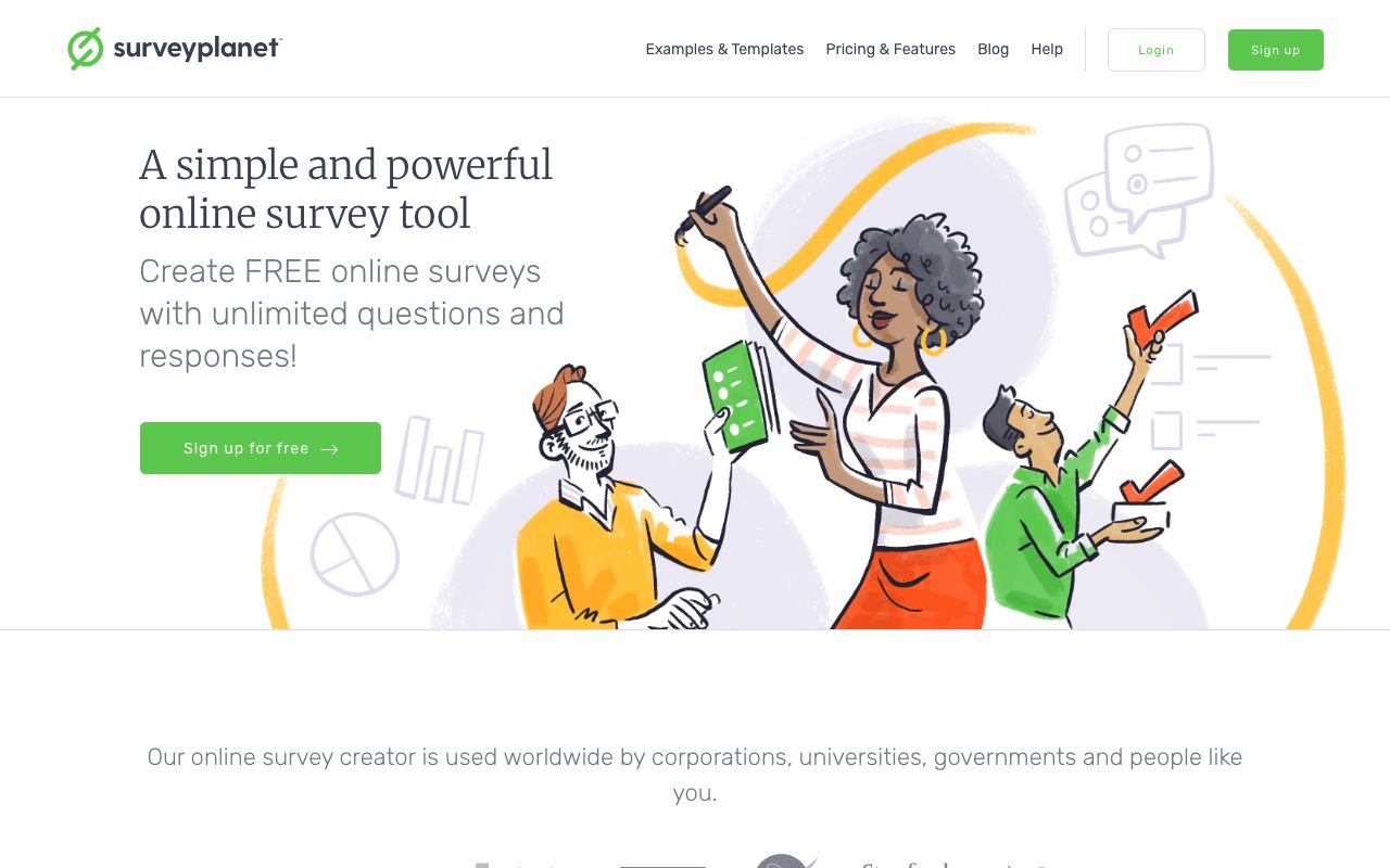 Survey Planet — zrzut ekranu interfejsu