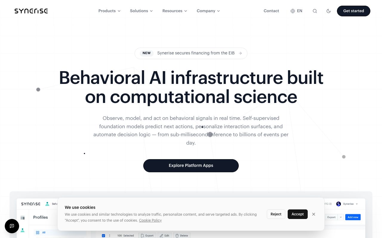 Synerise — zrzut ekranu interfejsu