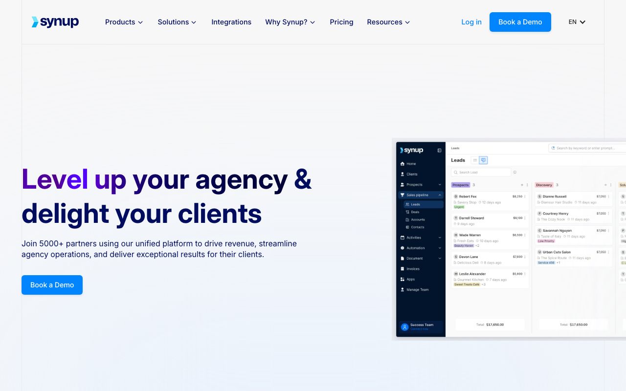 Synup. Verified Reviews, Pros & Cons — zrzut ekranu interfejsu