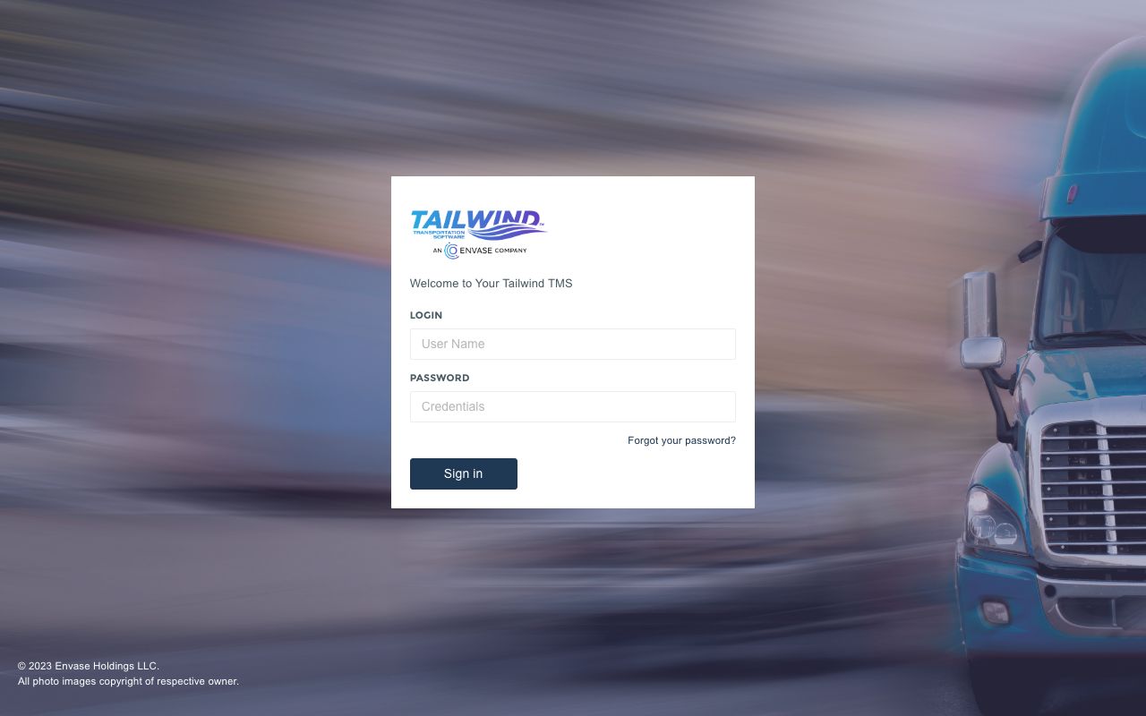 Tailwind TMS — zrzut ekranu interfejsu