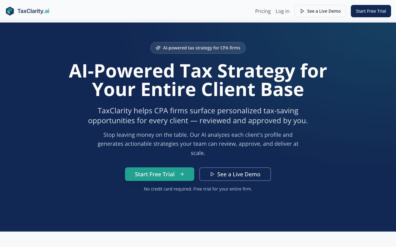 Tax Clarity — zrzut ekranu interfejsu