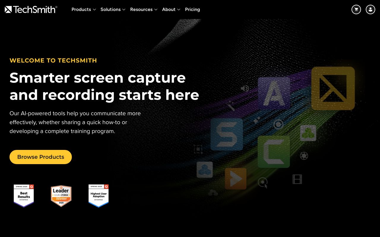 TechSmith Capture — zrzut ekranu interfejsu