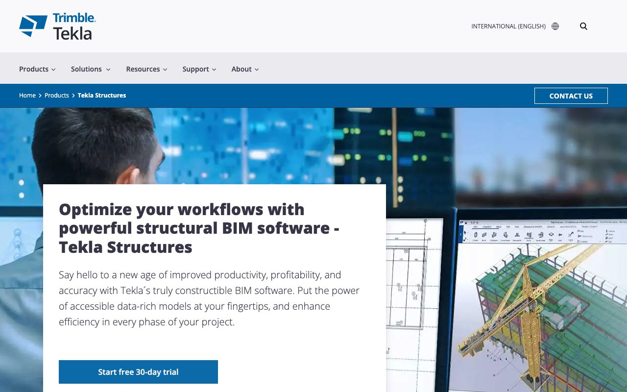 Tekla Structures — zrzut ekranu interfejsu