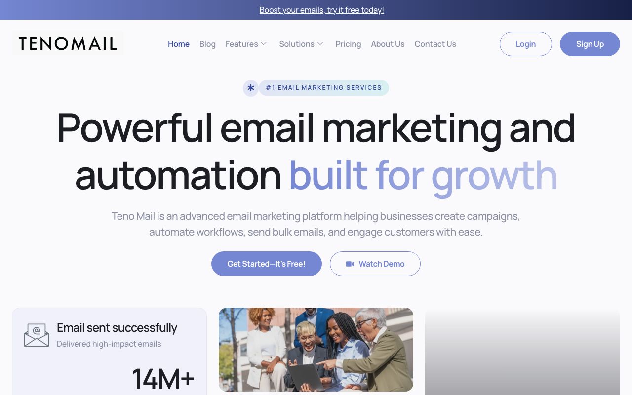 Teno Mail — zrzut ekranu interfejsu
