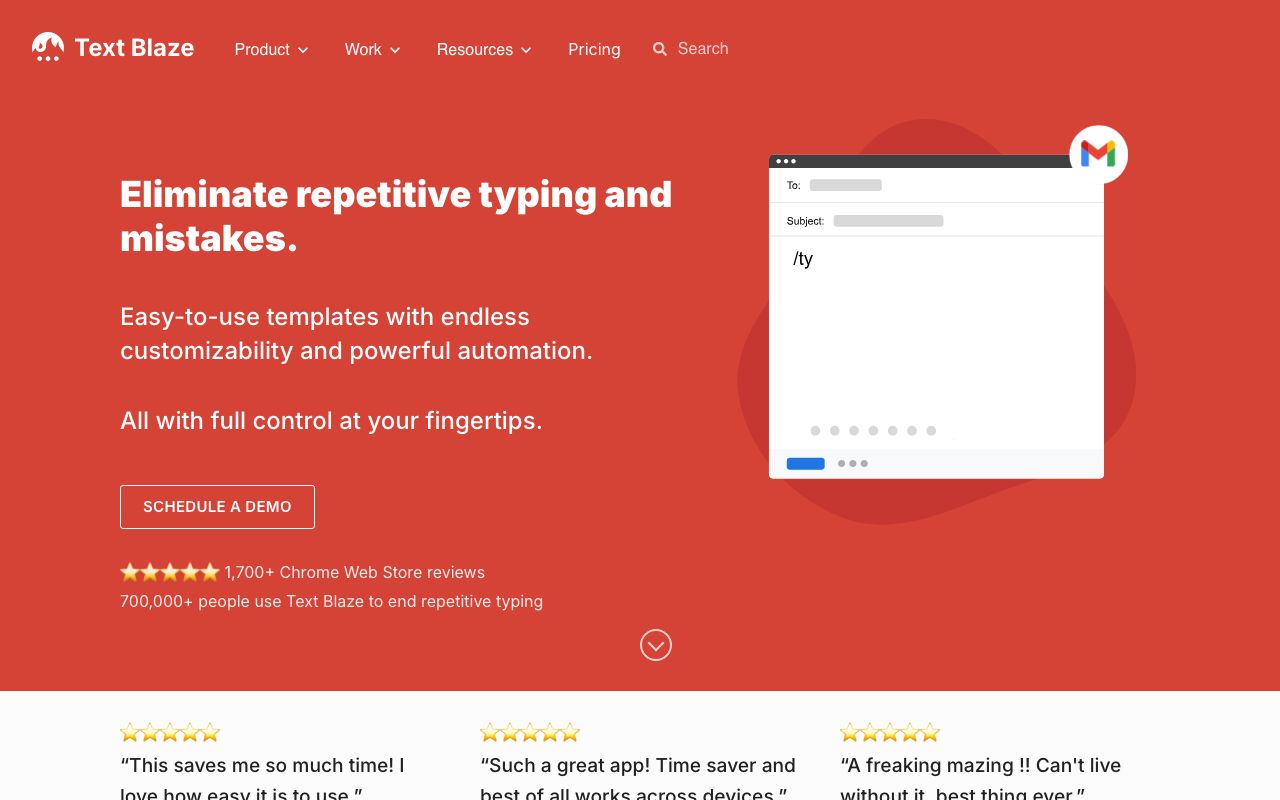 Text Blaze — zrzut ekranu interfejsu