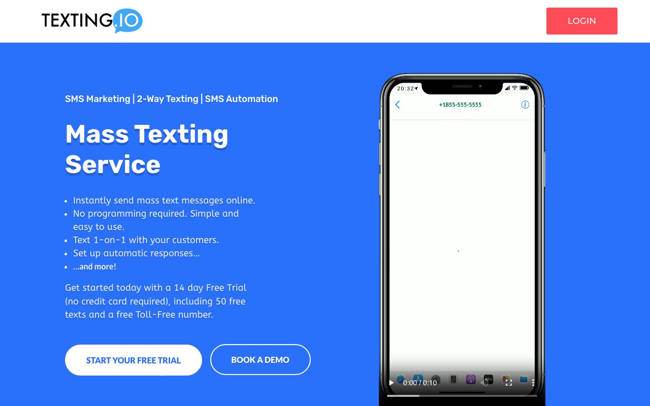 Texting.io — zrzut ekranu interfejsu