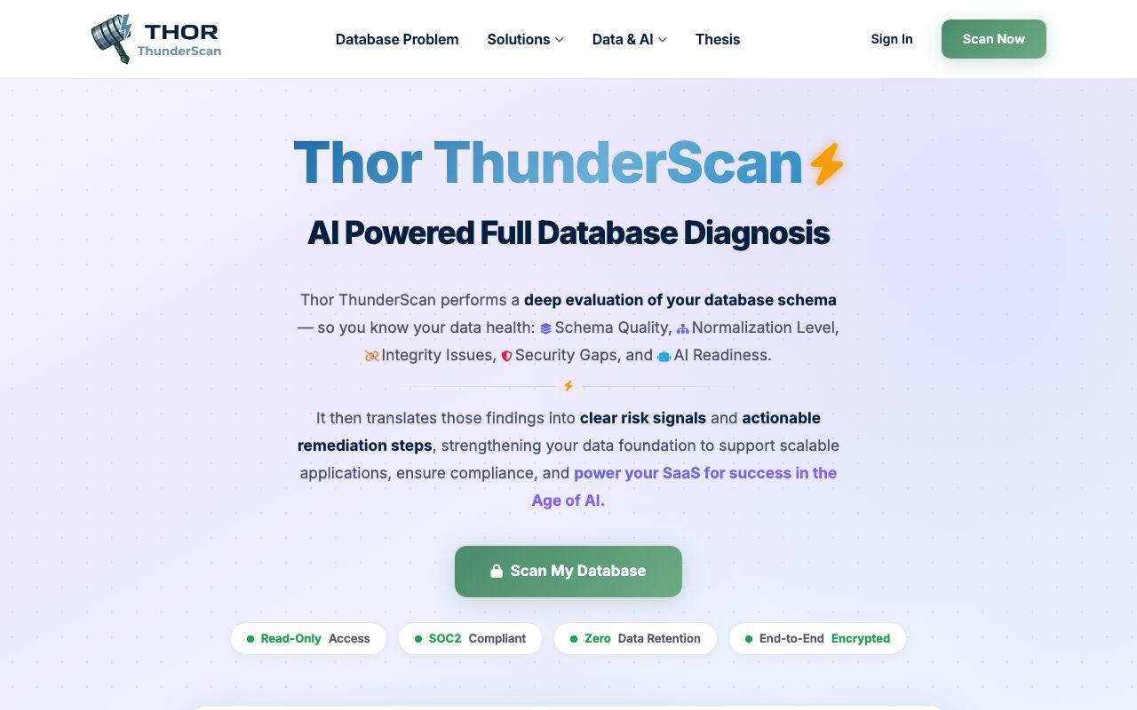 ThunderScan — zrzut ekranu interfejsu
