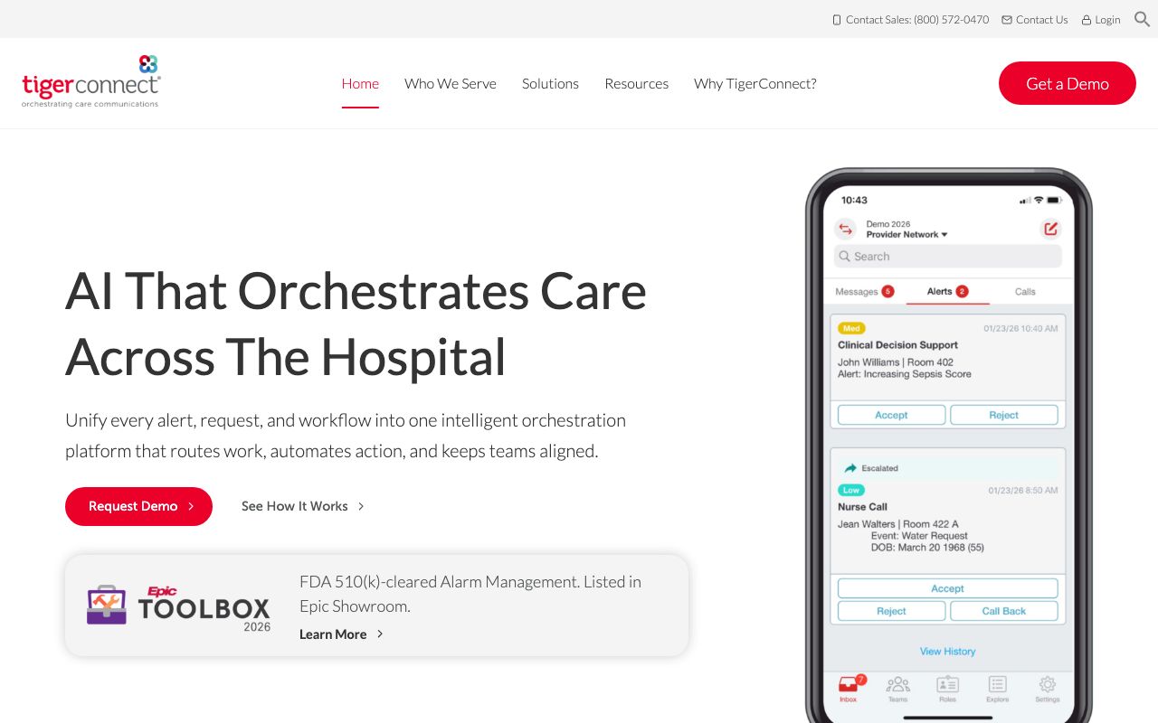 TigerConnect 2025 Pricing, Features, Reviews & Alternatives — zrzut ekranu interfejsu