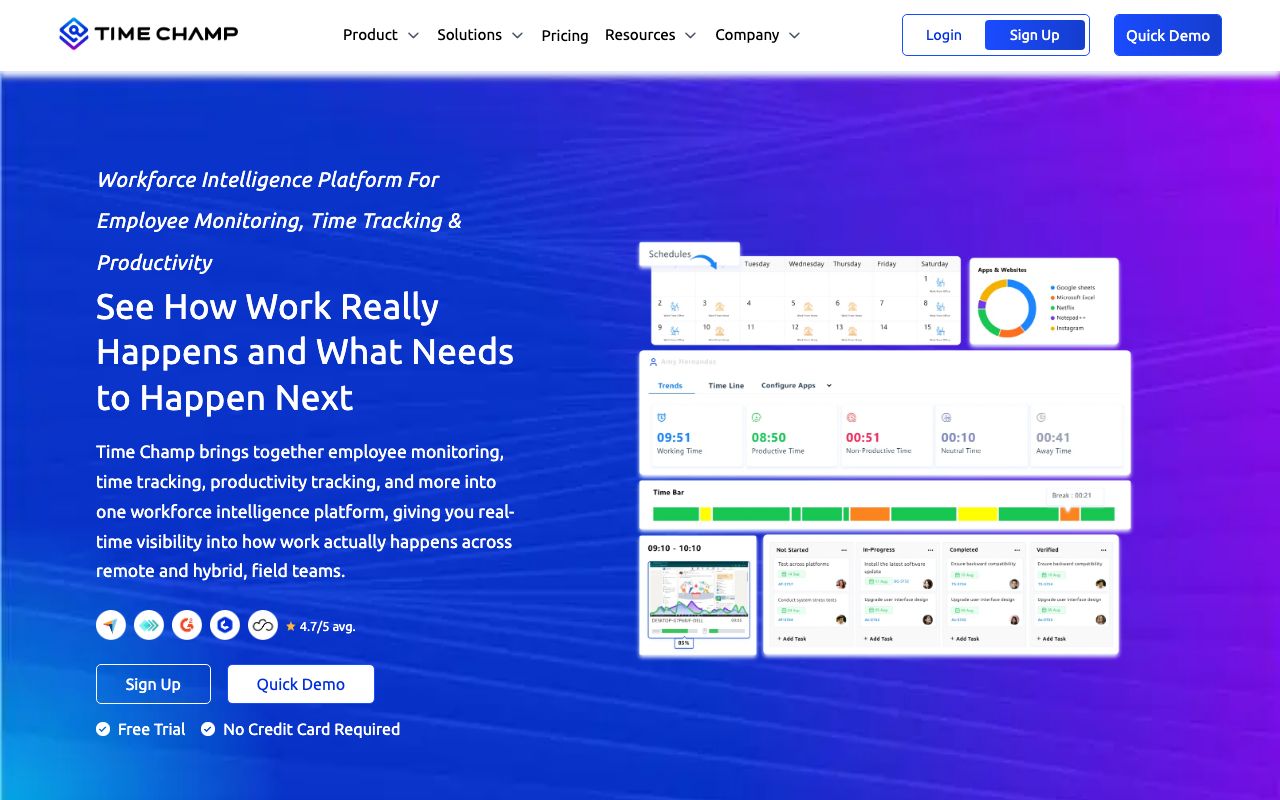 Time Champ — zrzut ekranu interfejsu