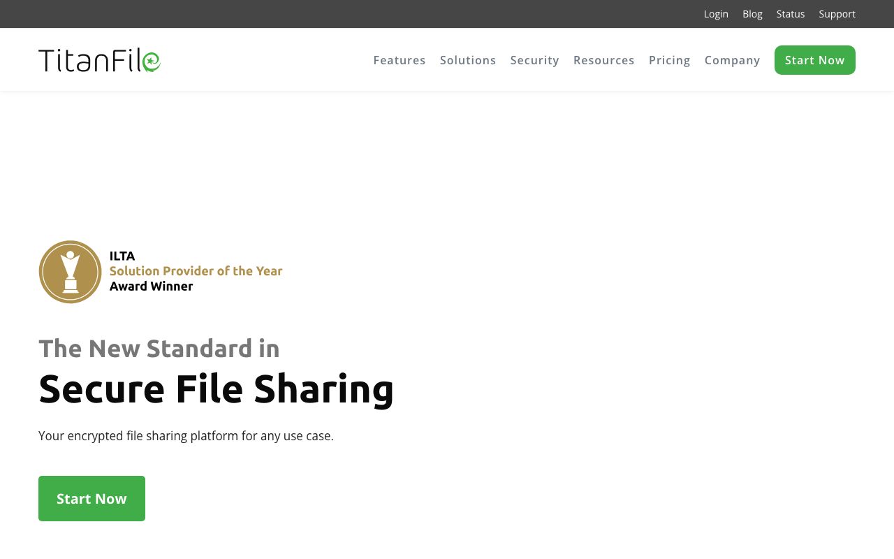 TitanFile — zrzut ekranu interfejsu
