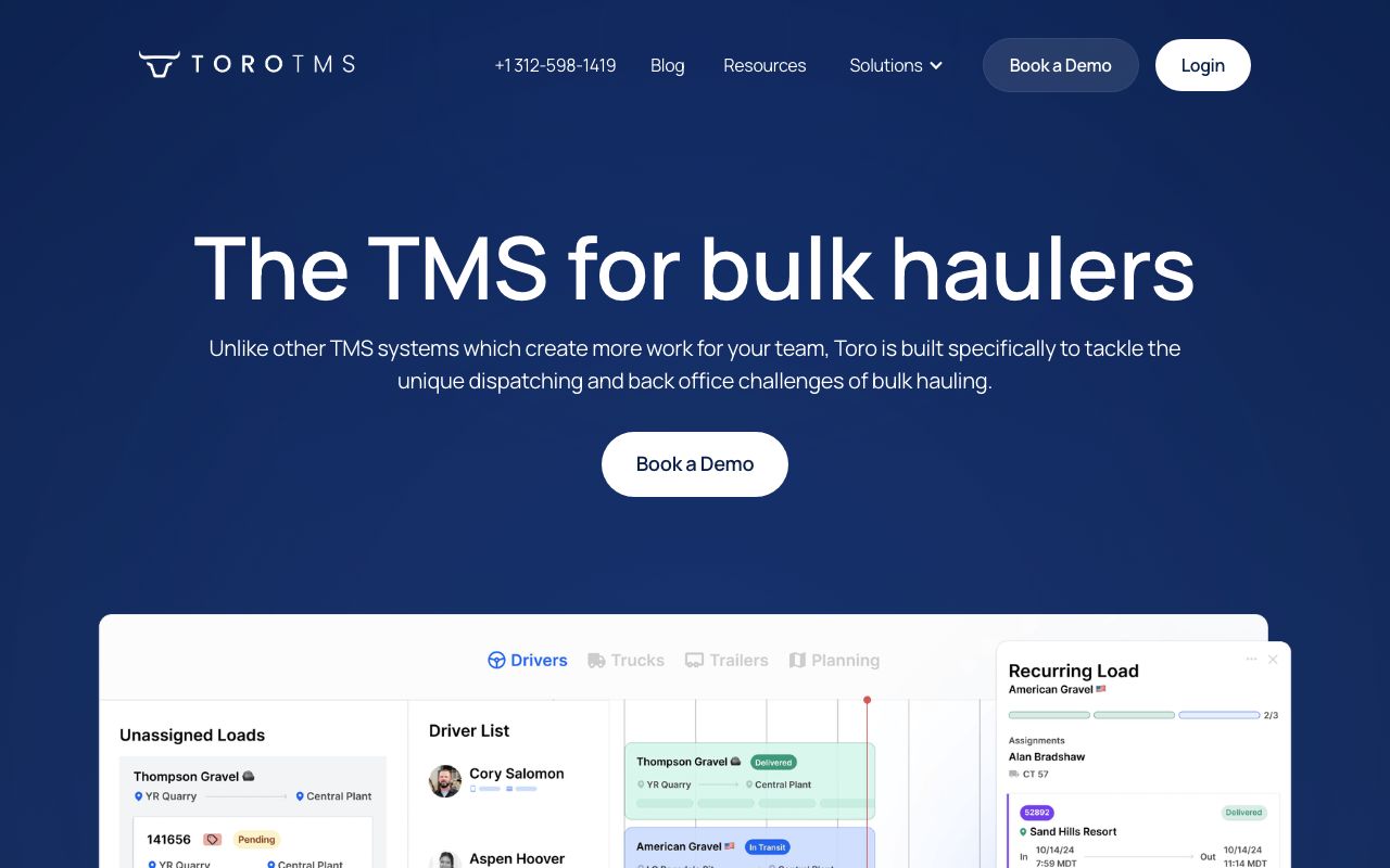 Toro TMS — zrzut ekranu interfejsu