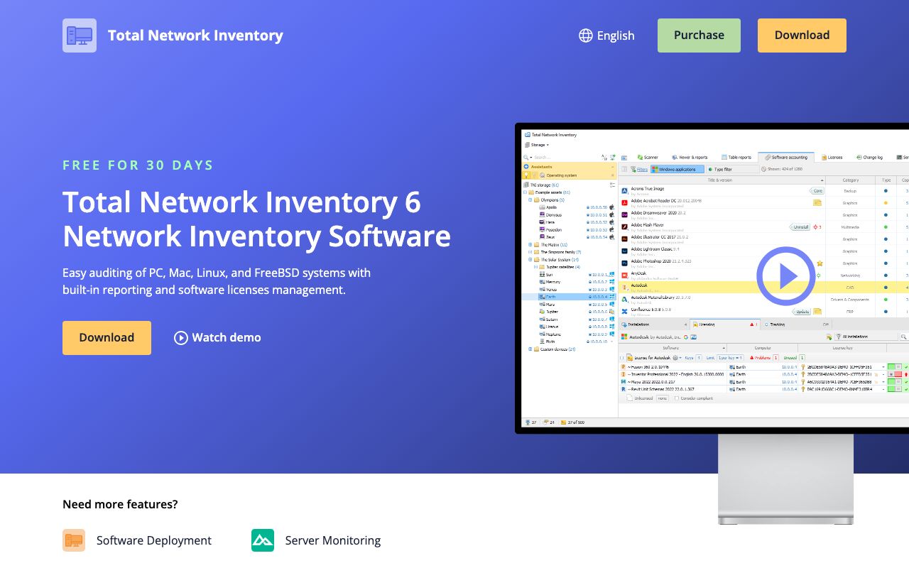 Total Network Inventory Software Pricing, Alternatives & ... — zrzut ekranu interfejsu