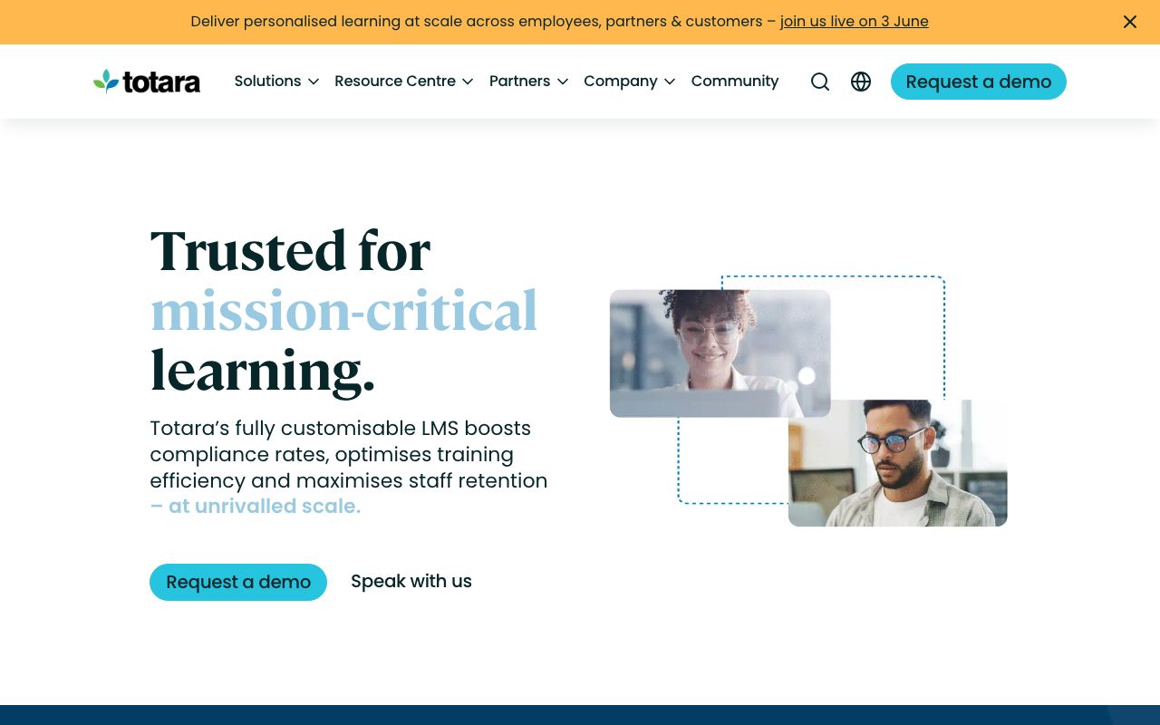Totara Learn — zrzut ekranu interfejsu