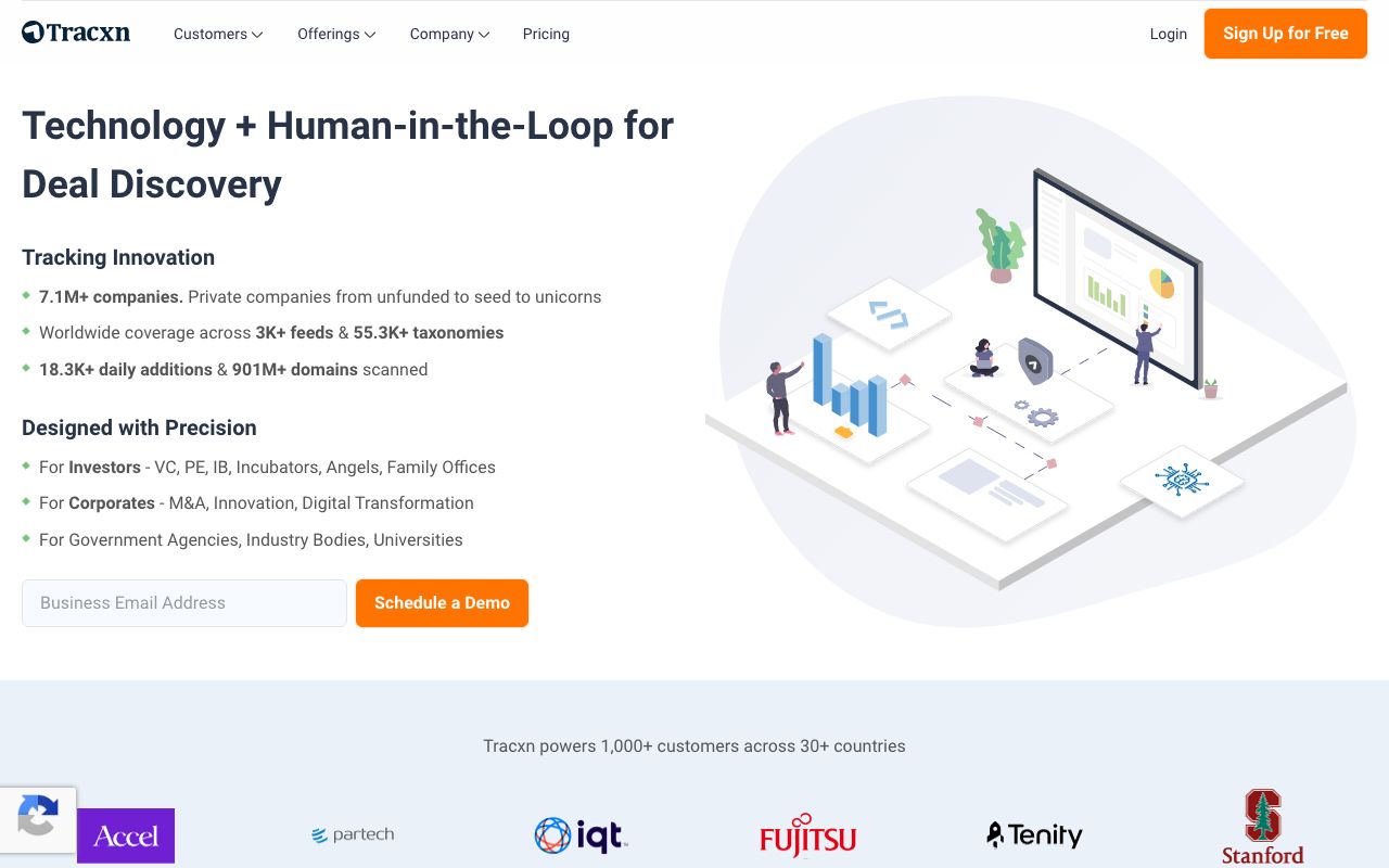 Tracxn — zrzut ekranu interfejsu