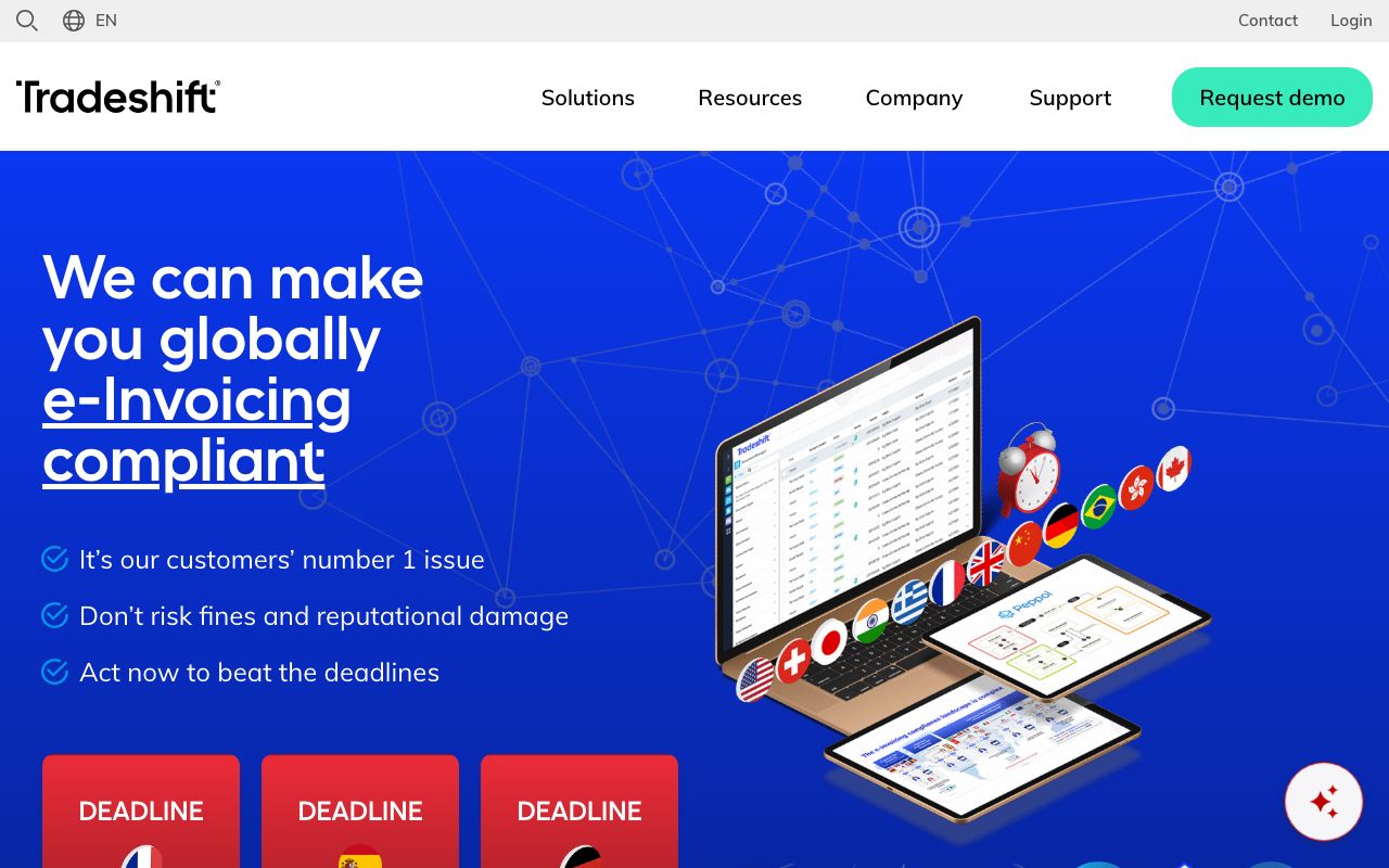 Tradeshift — zrzut ekranu interfejsu