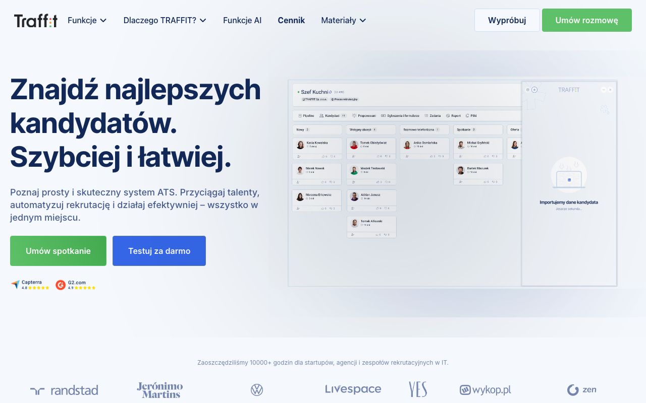 Traffit — zrzut ekranu interfejsu