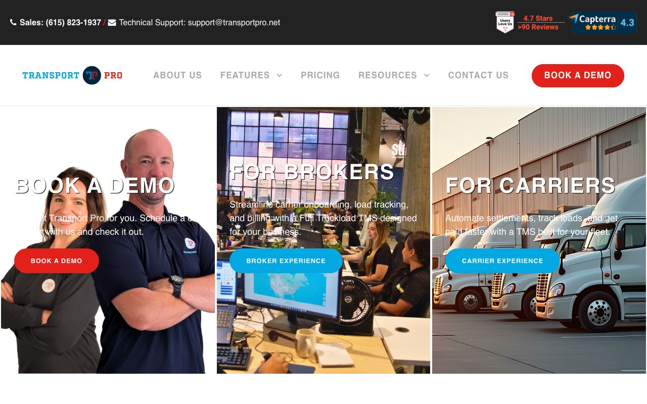 Transport Pro — zrzut ekranu interfejsu