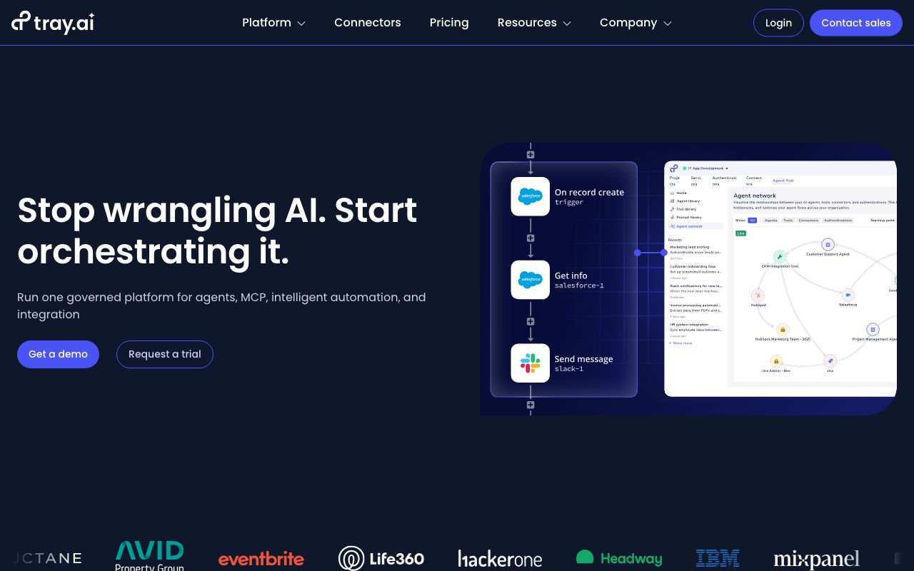 Tray.io — zrzut ekranu interfejsu