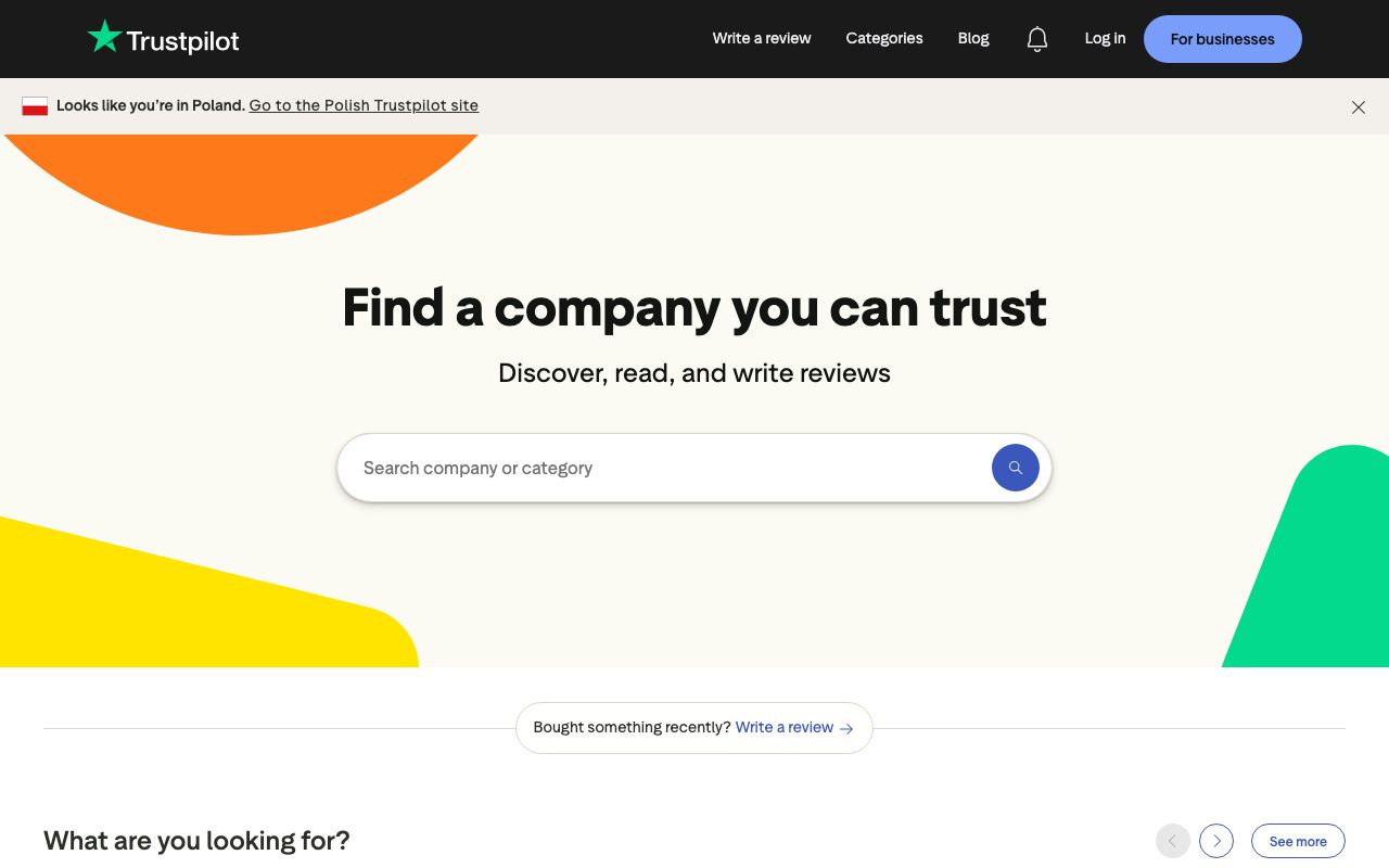 Trustpilot — zrzut ekranu interfejsu