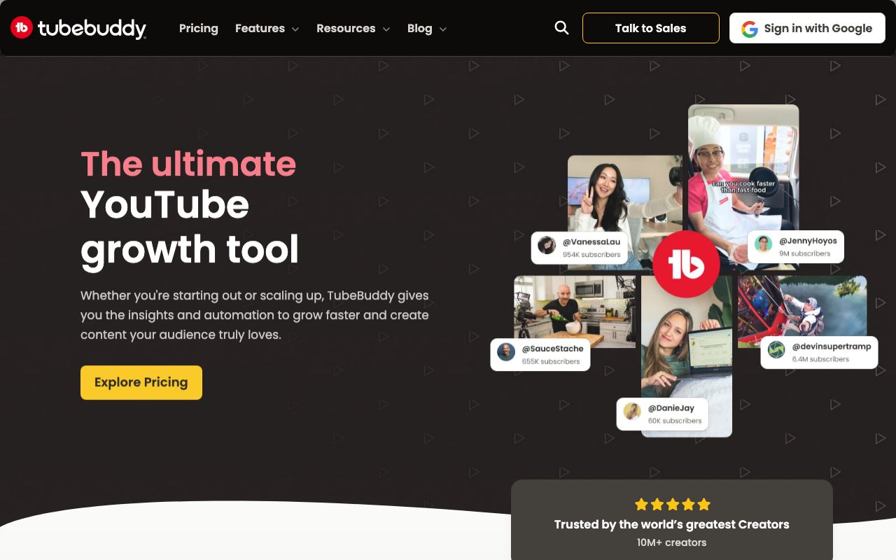 TubeBuddy — zrzut ekranu interfejsu
