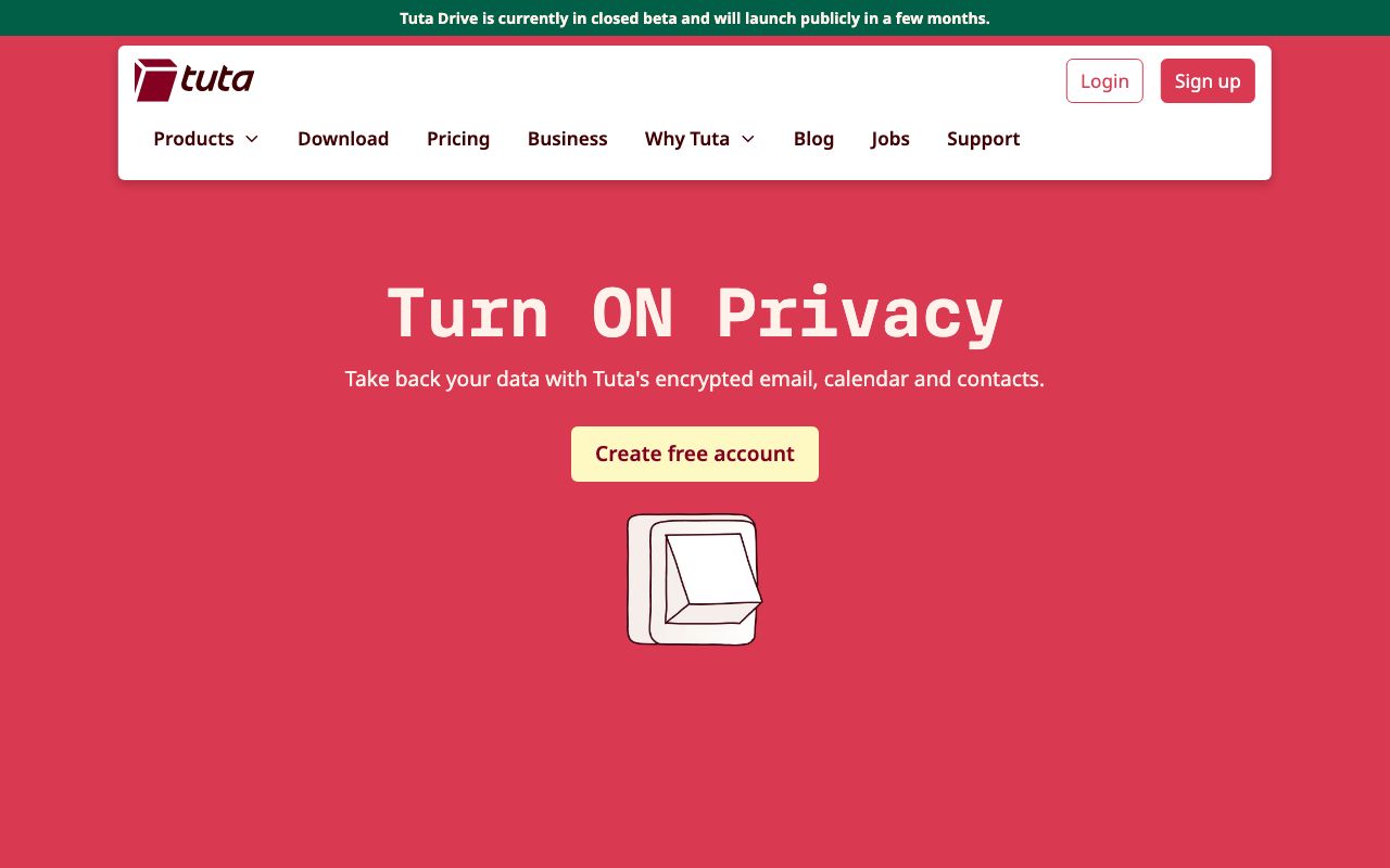 Tuta Mail — zrzut ekranu interfejsu