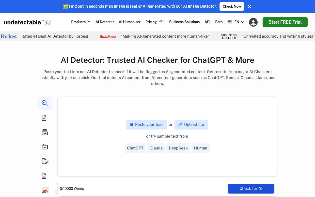 Undetectable AI Reseñas y Detalles del Producto — zrzut ekranu interfejsu