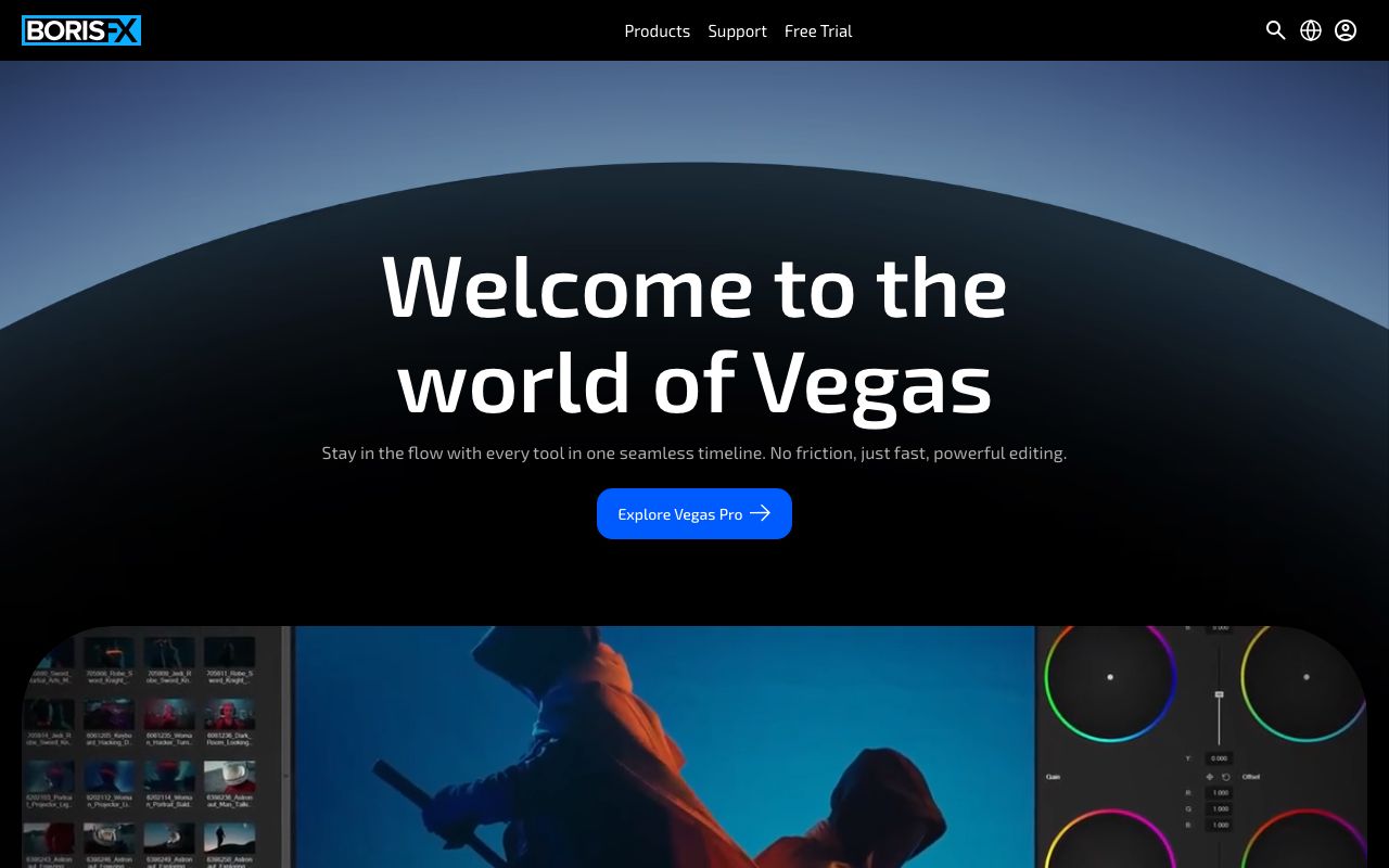VEGAS Pro — zrzut ekranu interfejsu