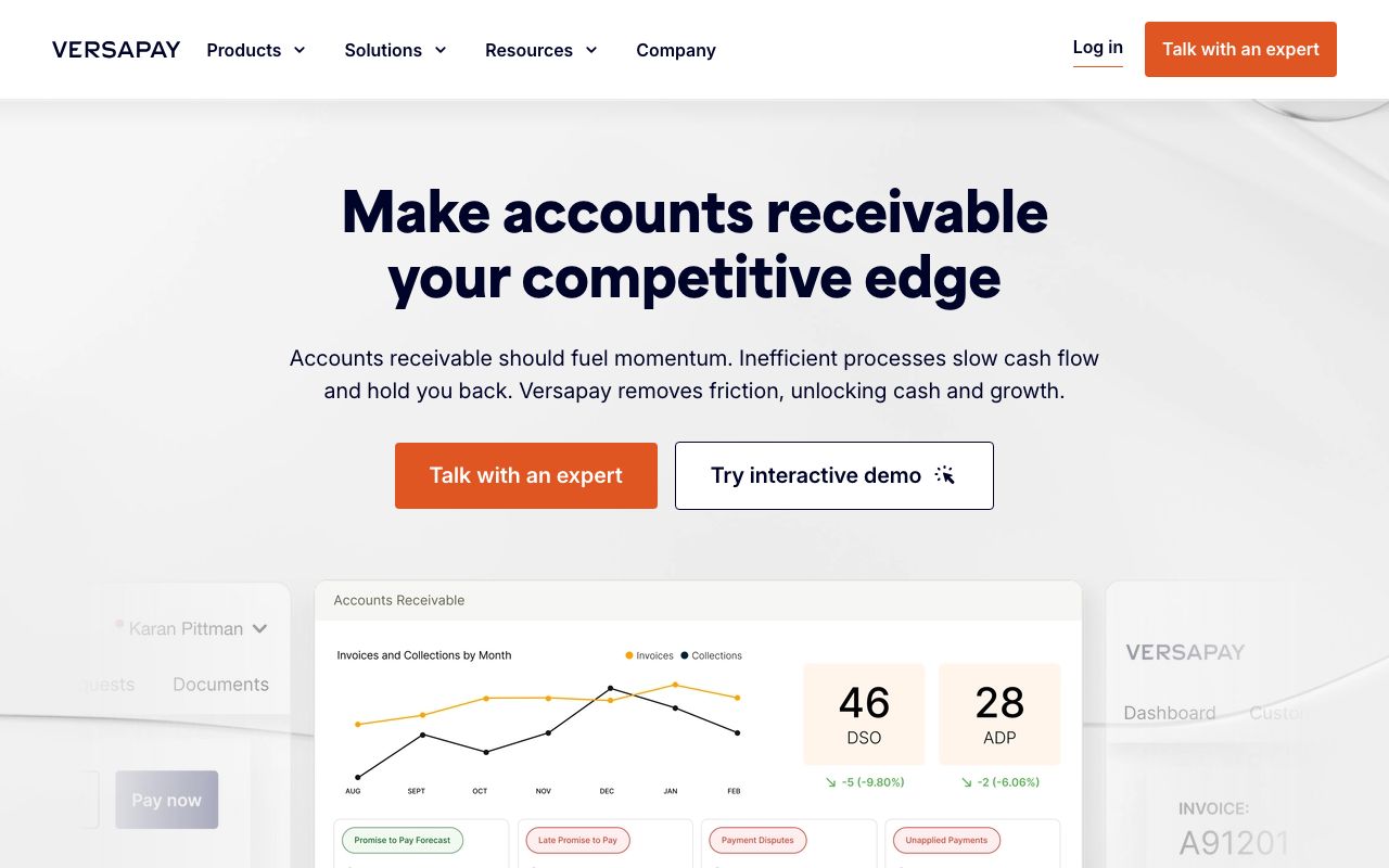 Versapay — zrzut ekranu interfejsu