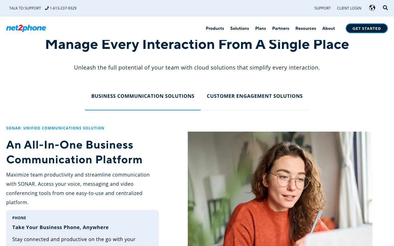net2phone Canada — zrzut ekranu interfejsu