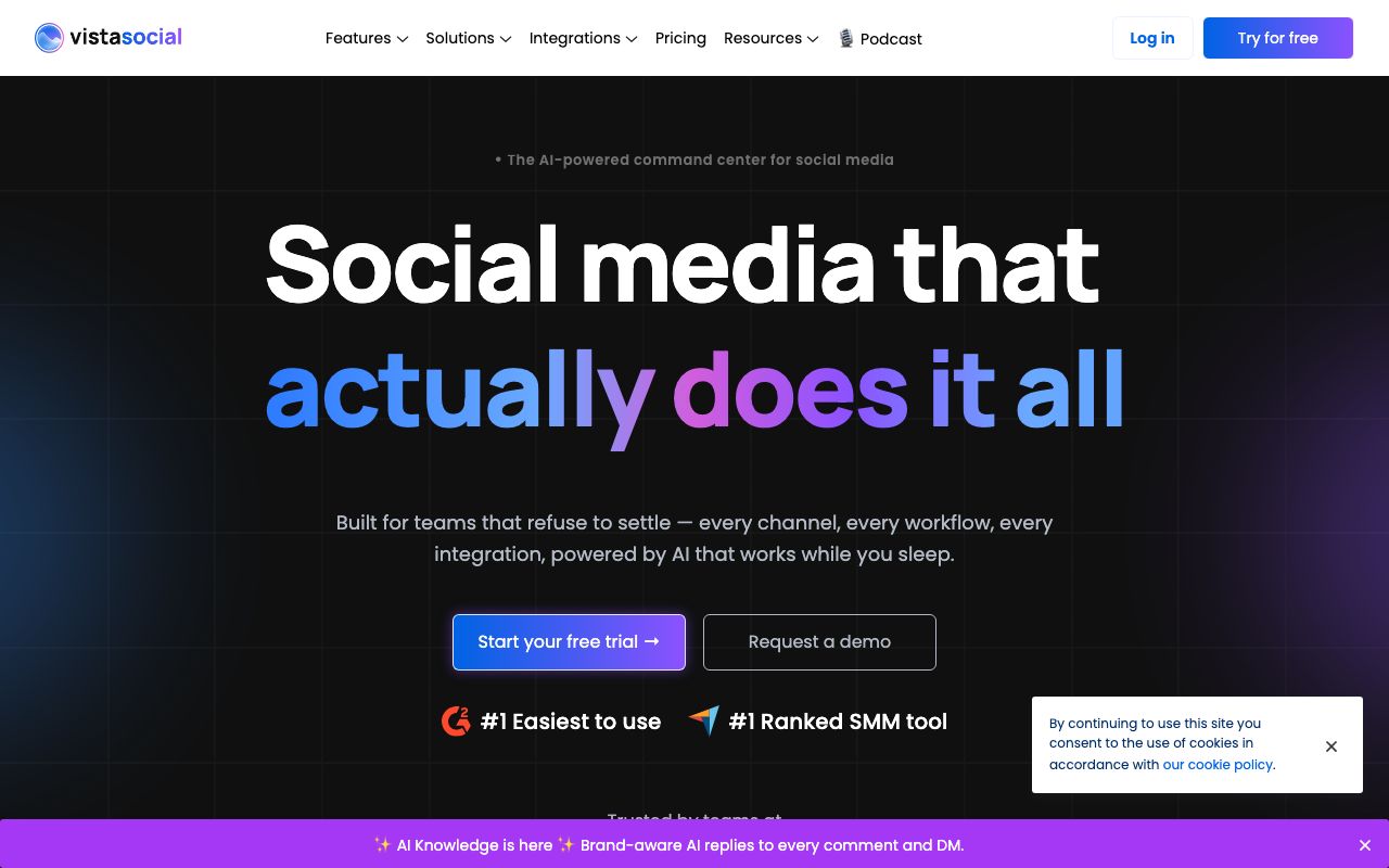 Vista Social — zrzut ekranu interfejsu