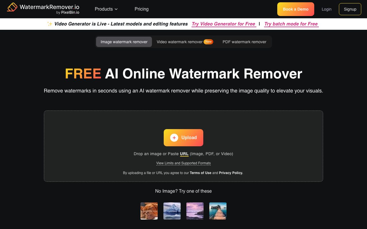Watermarkremover.io — zrzut ekranu interfejsu