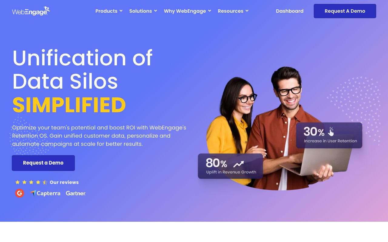 WebEngage — zrzut ekranu interfejsu