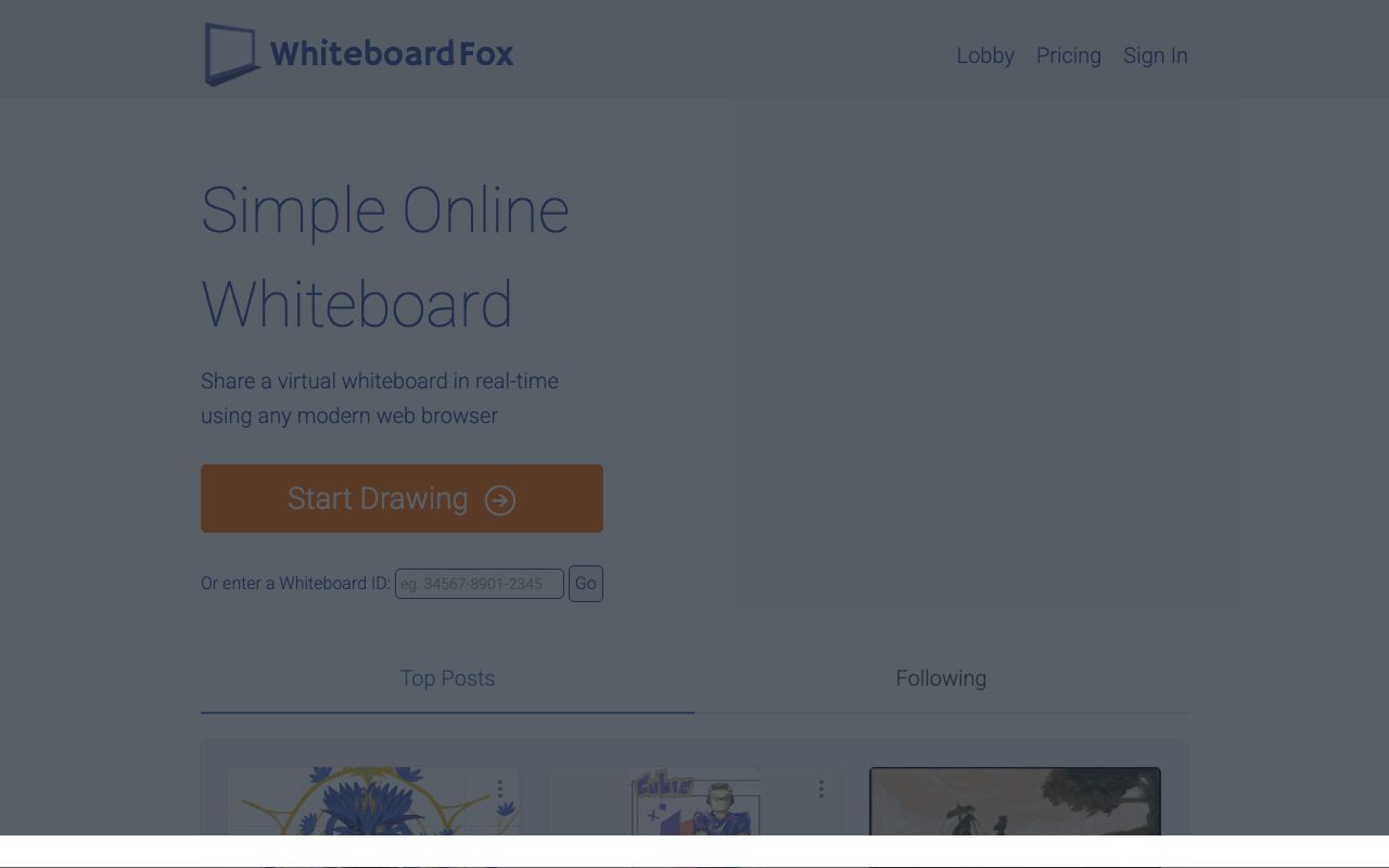 Whiteboard Fox — zrzut ekranu interfejsu
