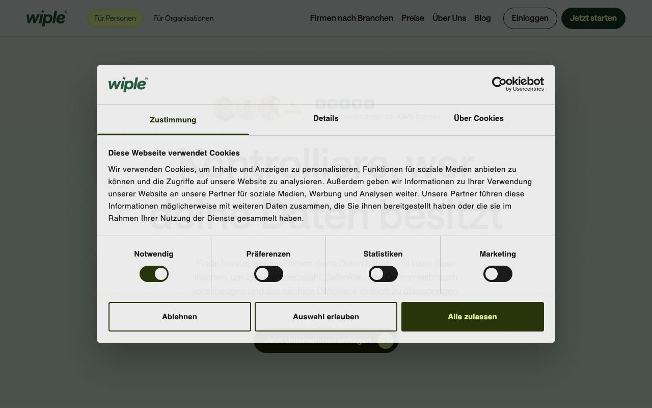 wiple — zrzut ekranu interfejsu