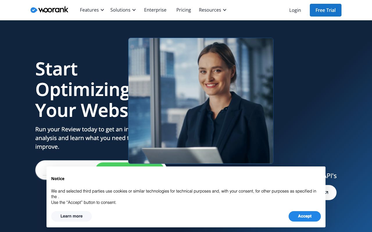 WooRank — zrzut ekranu interfejsu