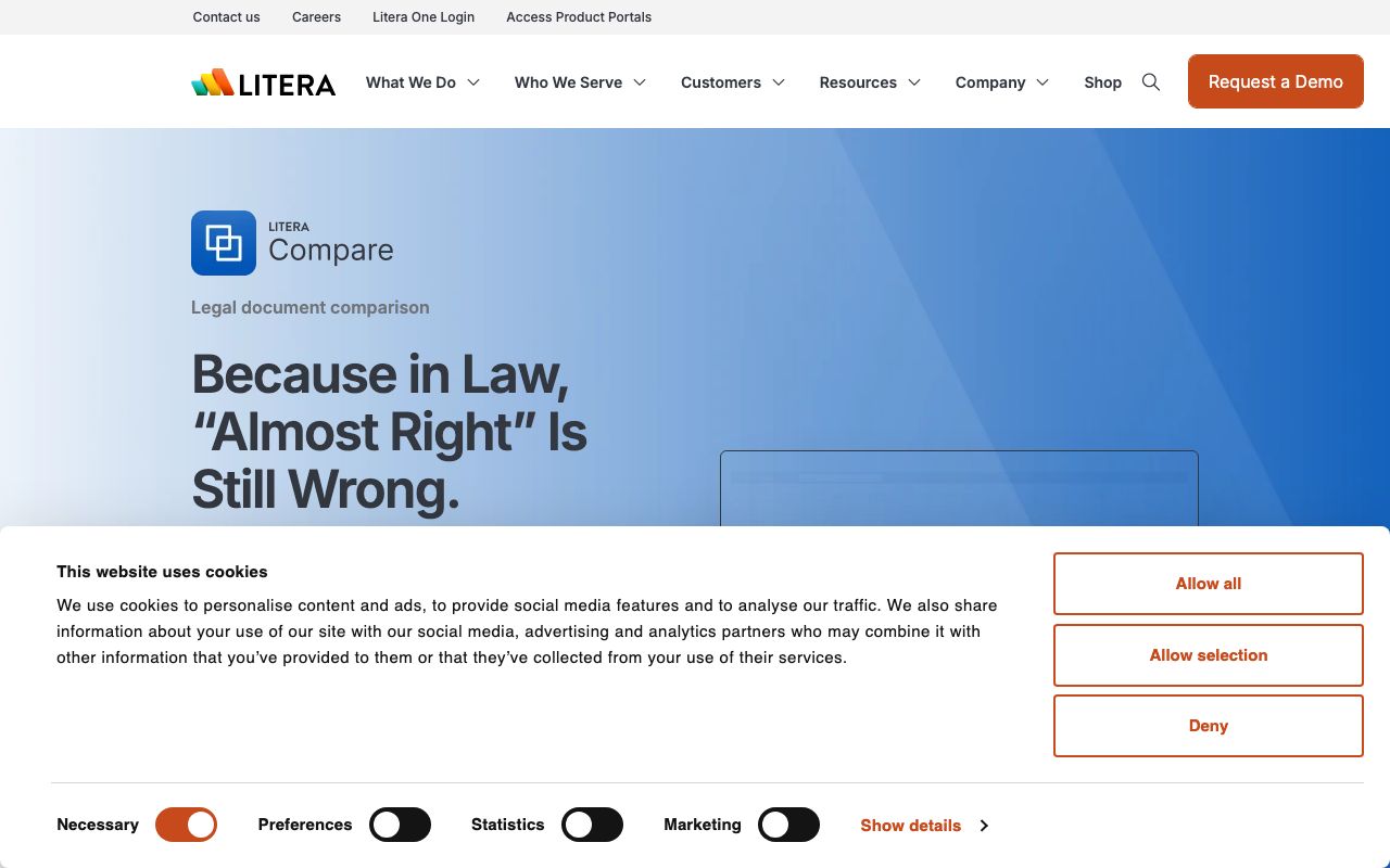 Litera Compare — zrzut ekranu interfejsu