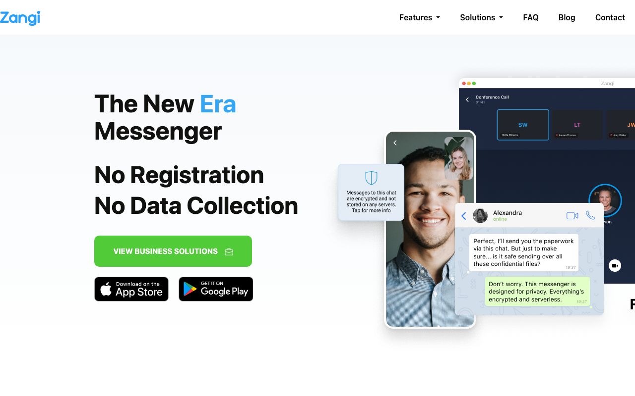 Zangi | GetApp — zrzut ekranu interfejsu