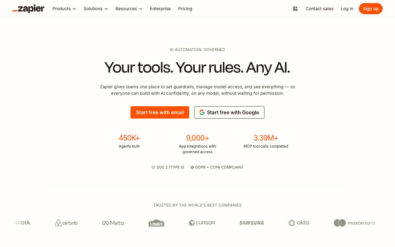 Zapier — zrzut ekranu interfejsu