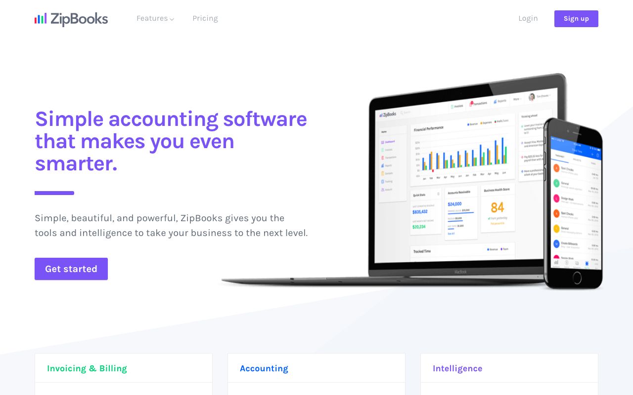 ZipBooks — zrzut ekranu interfejsu