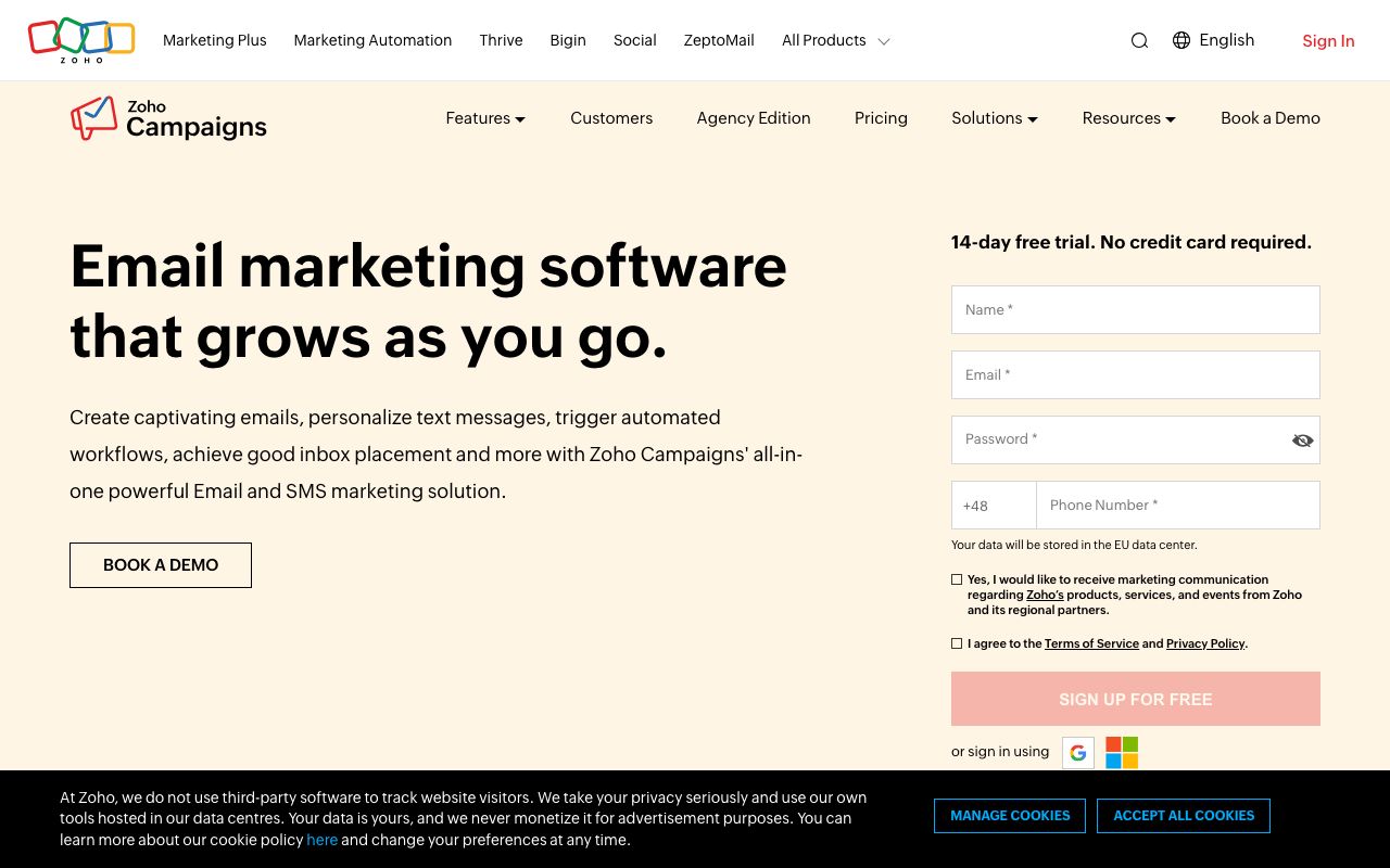 Zoho Campaigns Pricing: A Comprehensive Guide — zrzut ekranu interfejsu