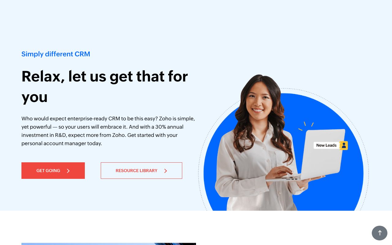 Zoho CRM — zrzut ekranu interfejsu