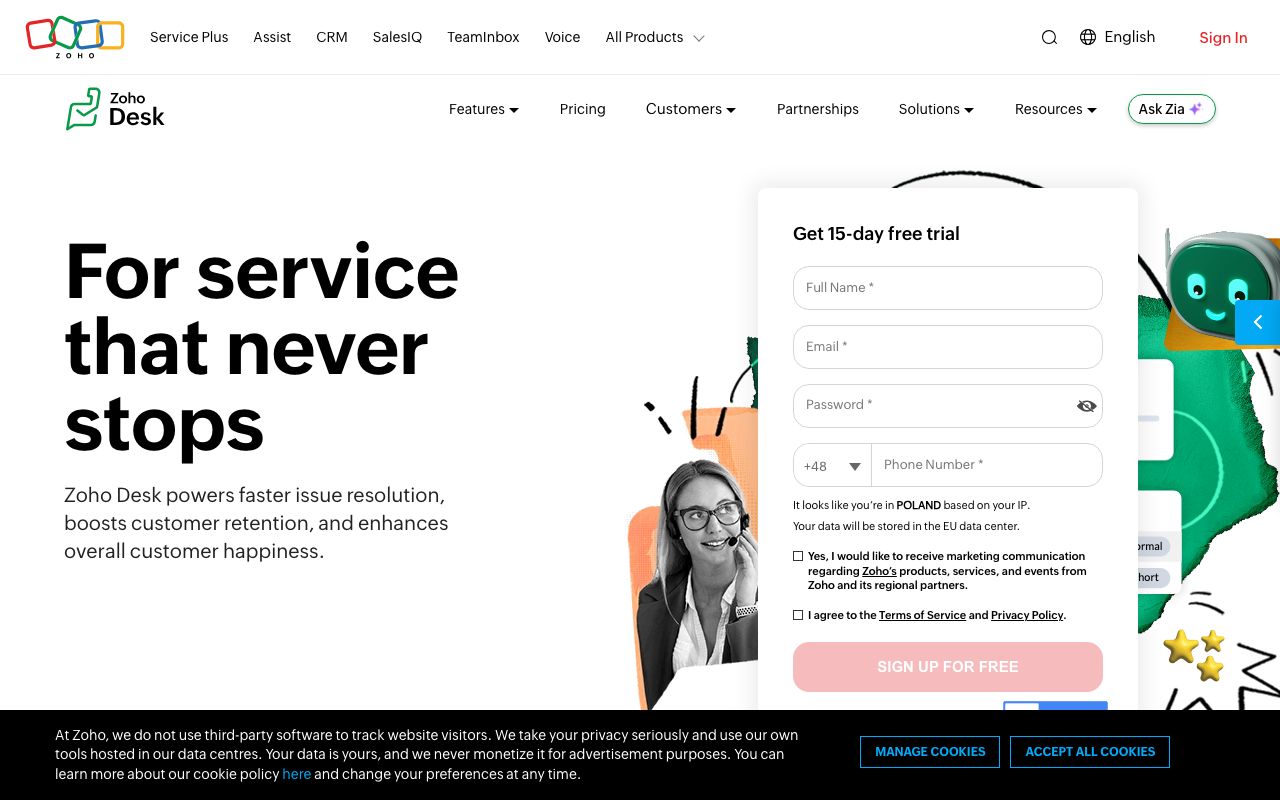 Zoho Desk Software 2026: Features, Integrations, Pros & ... — zrzut ekranu interfejsu
