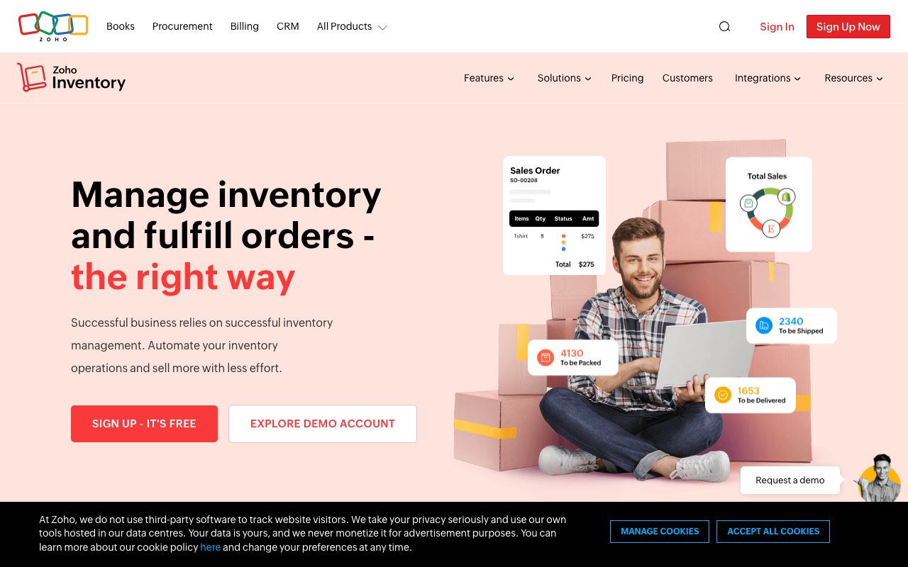 Zoho Inventory — zrzut ekranu interfejsu